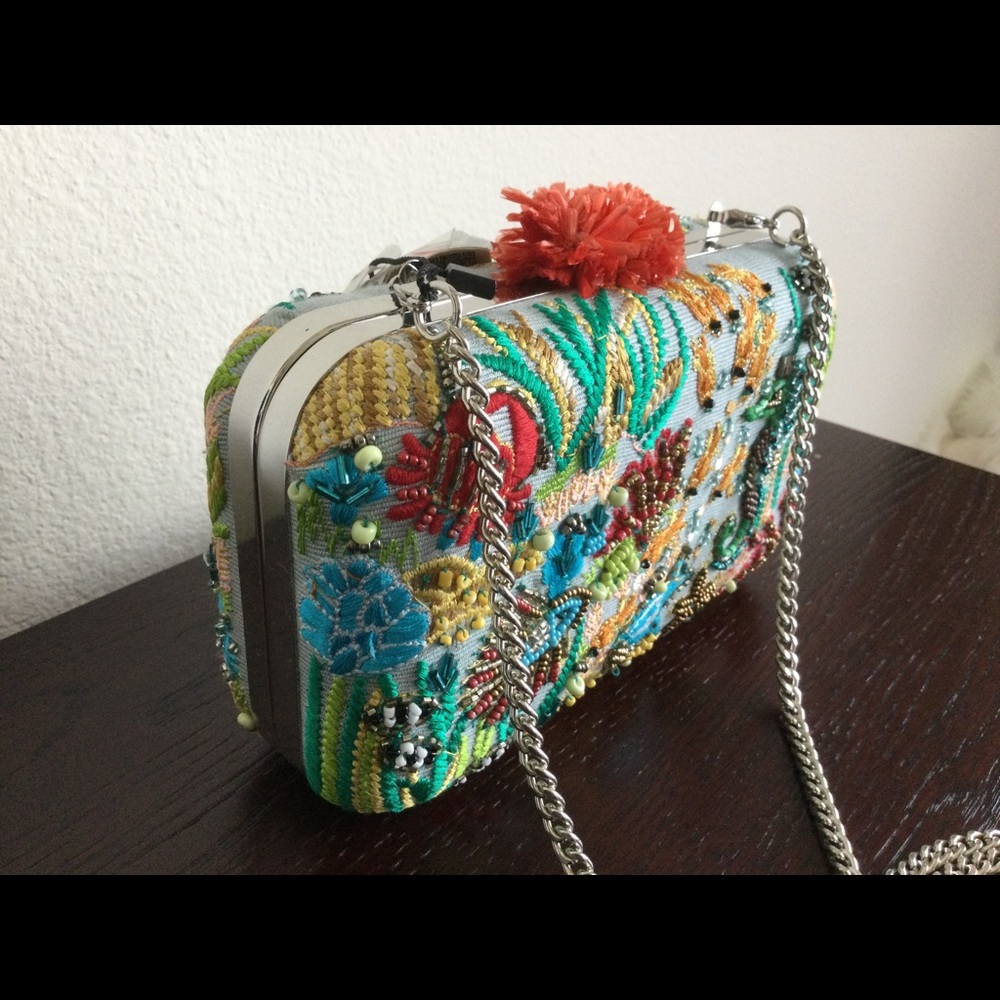 SOLD! NWT Zara Hand Made Embellished Clutch Box MINAUDIÈRE Bag - Picture 9 of 17